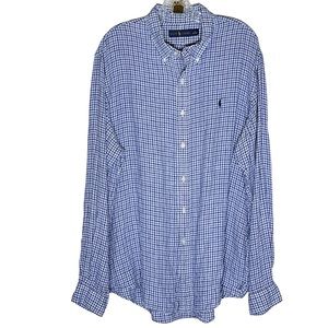 Ralph Lauren blue label long sleeve button down checked shirt NWOT